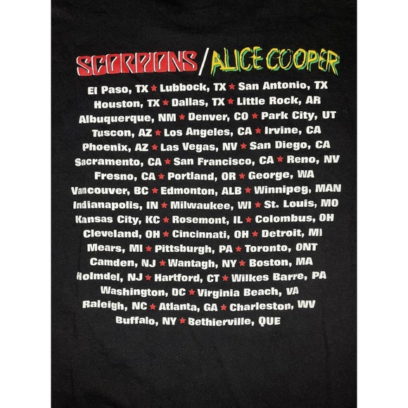 Vintage 1996 Scorpions Alice Cooper Live Official Rock Tour T Shirt Large - Picture 6 of 6